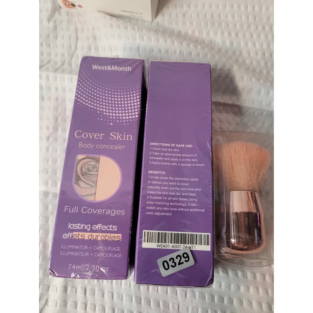West&Month Cover Skin Body Concealer Full Coverage Tattoo Camouflage 74ml +Brush